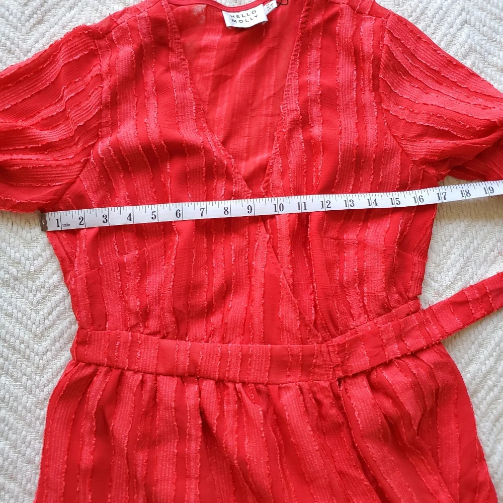 Hello Molly Waiting To Find You Red Mini Wrap Dress NWT - Picture 8 of 10